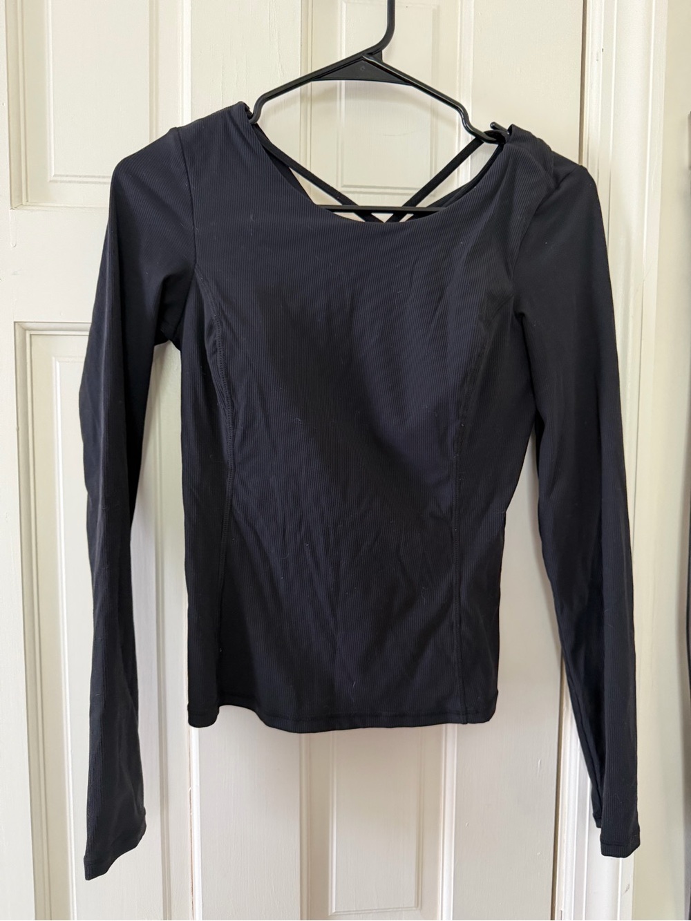 Sweaty Betty Black Long-Sleeve Top with Strappy Back